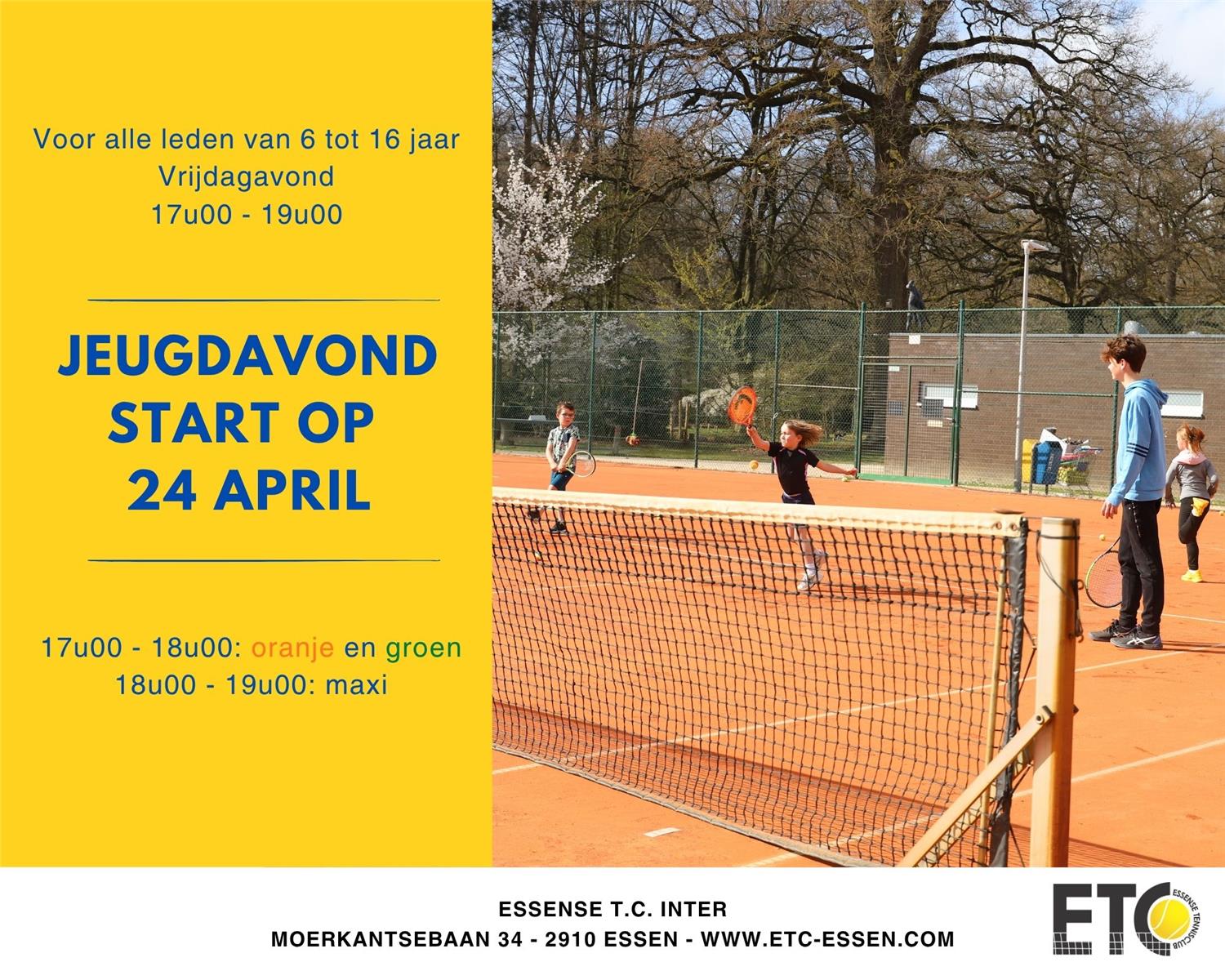 ETC Essense TC Inter jeugdavond vanaf 24 april